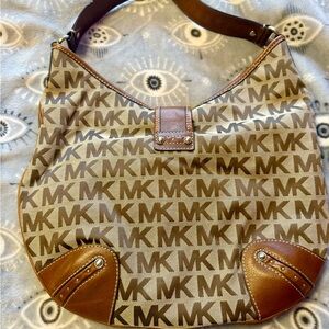 Michael Kors Signature Brown and Tan Hobo Bag